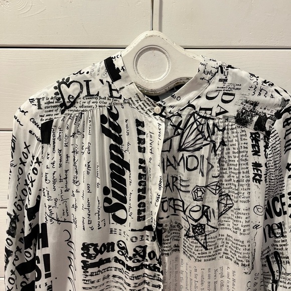 🖤 MARC AUREL – Black & White Graphic Print Blouse – Size 42 - Picture 8 of 11